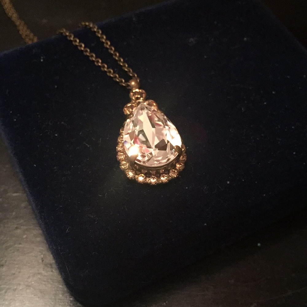 NiqueaD  Crystal Drop Antiqued Gold Necklace